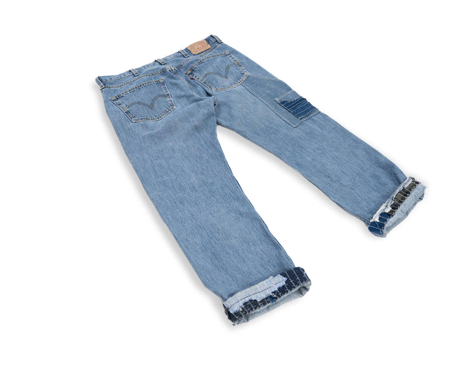 Boro Repaired Denim Pants - Blue StoneWash