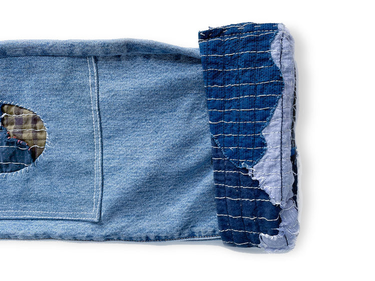 Boro Repaired Denim Pants - Blue StoneWash