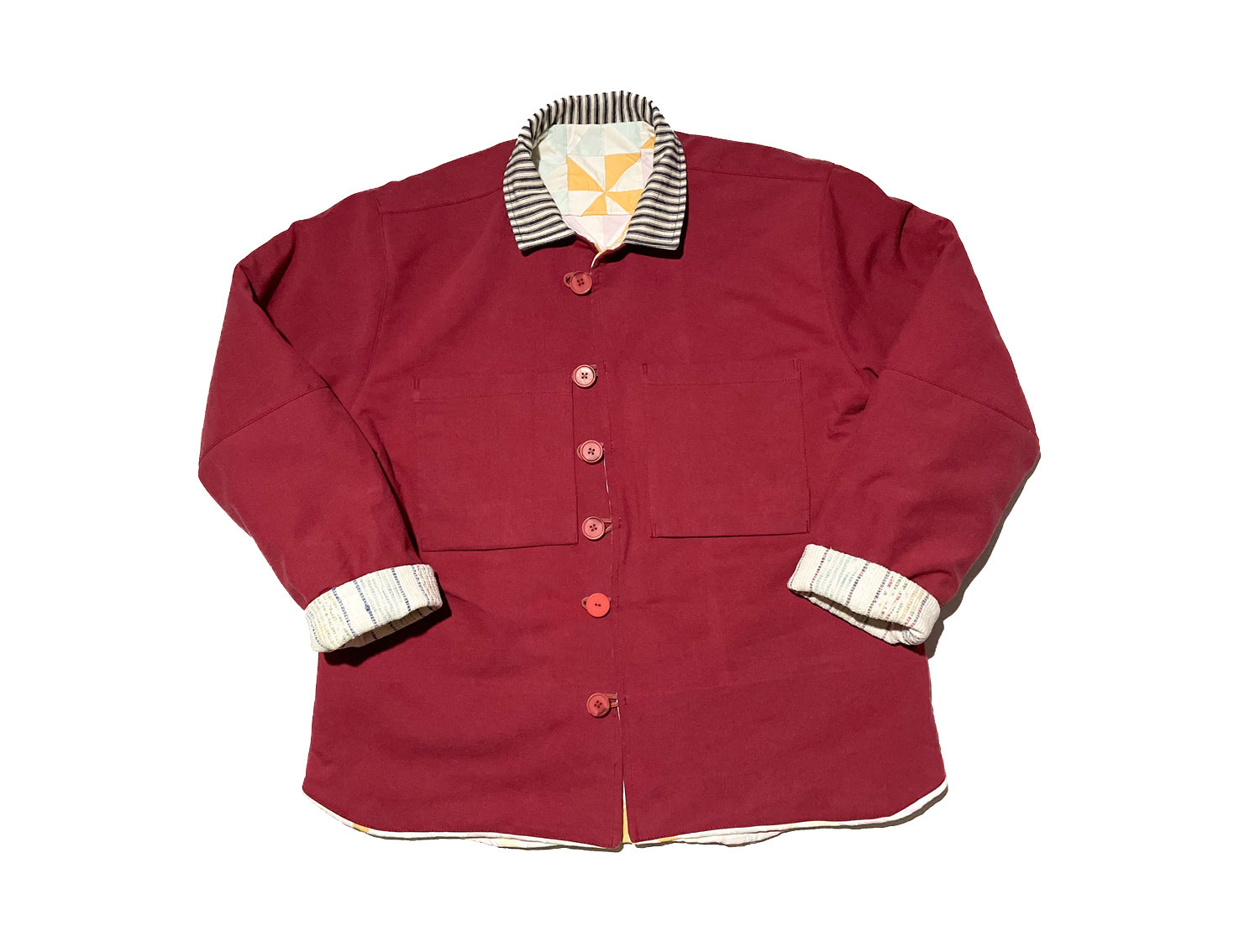 Reversible Buttoned Work Jacket - Red - L