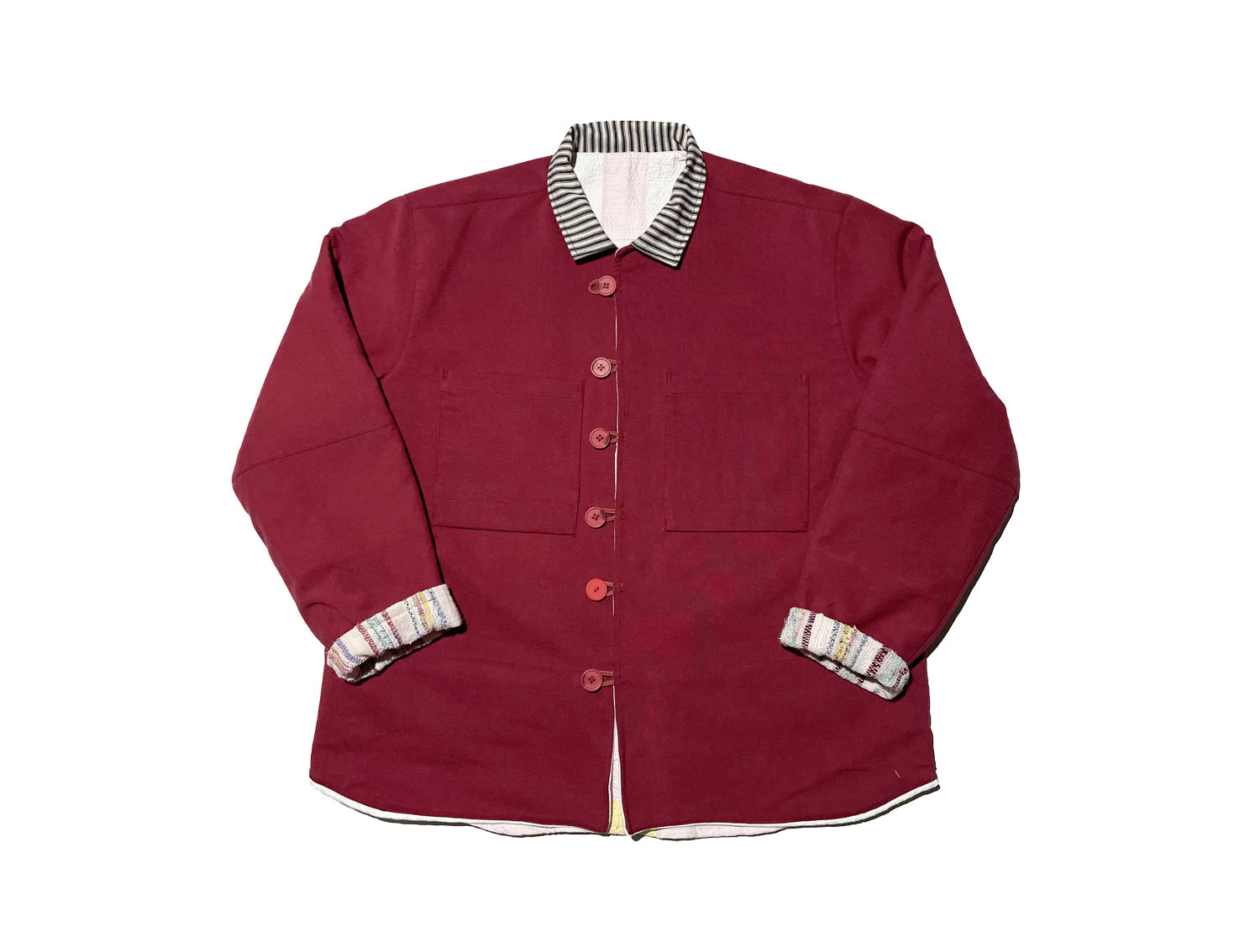 Reversible Buttoned Work Jacket - Red - XXL