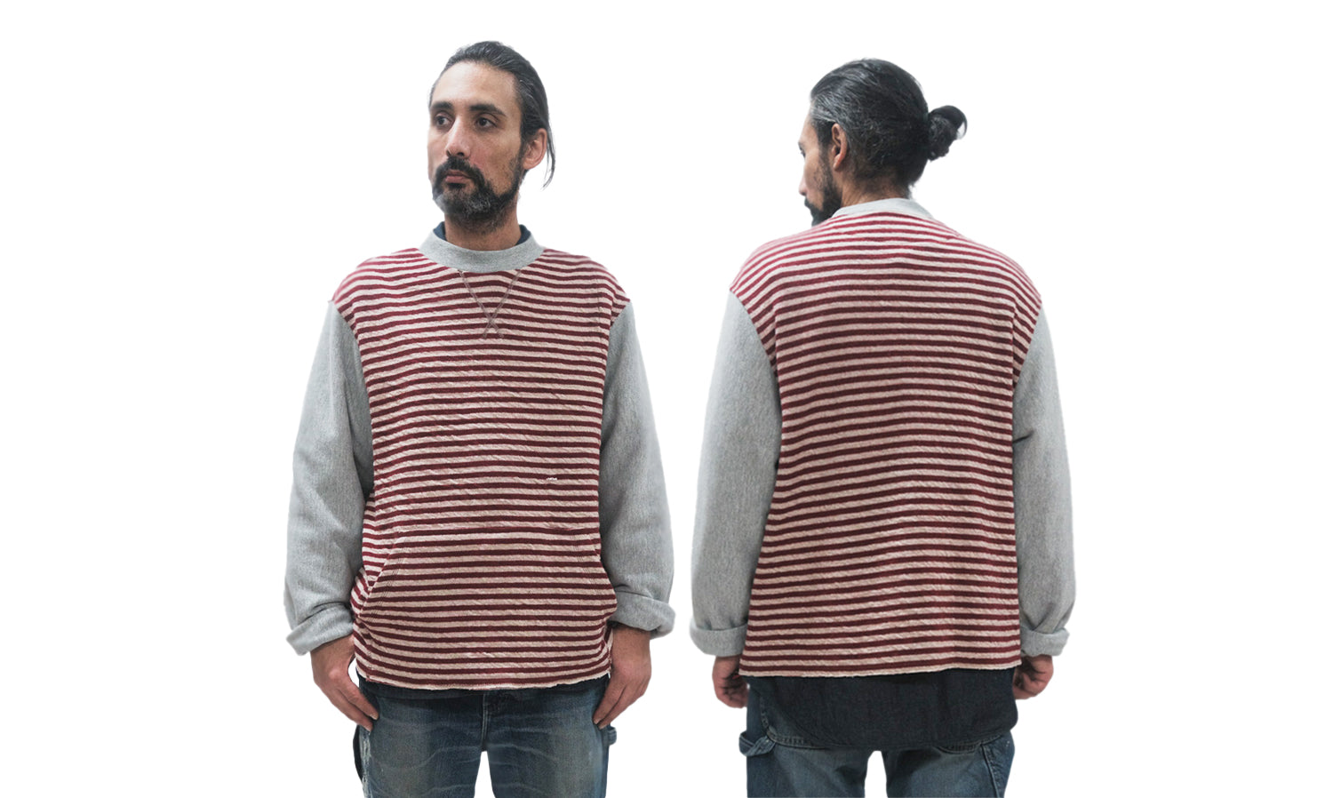 Red Striped Crew Neck Pullover