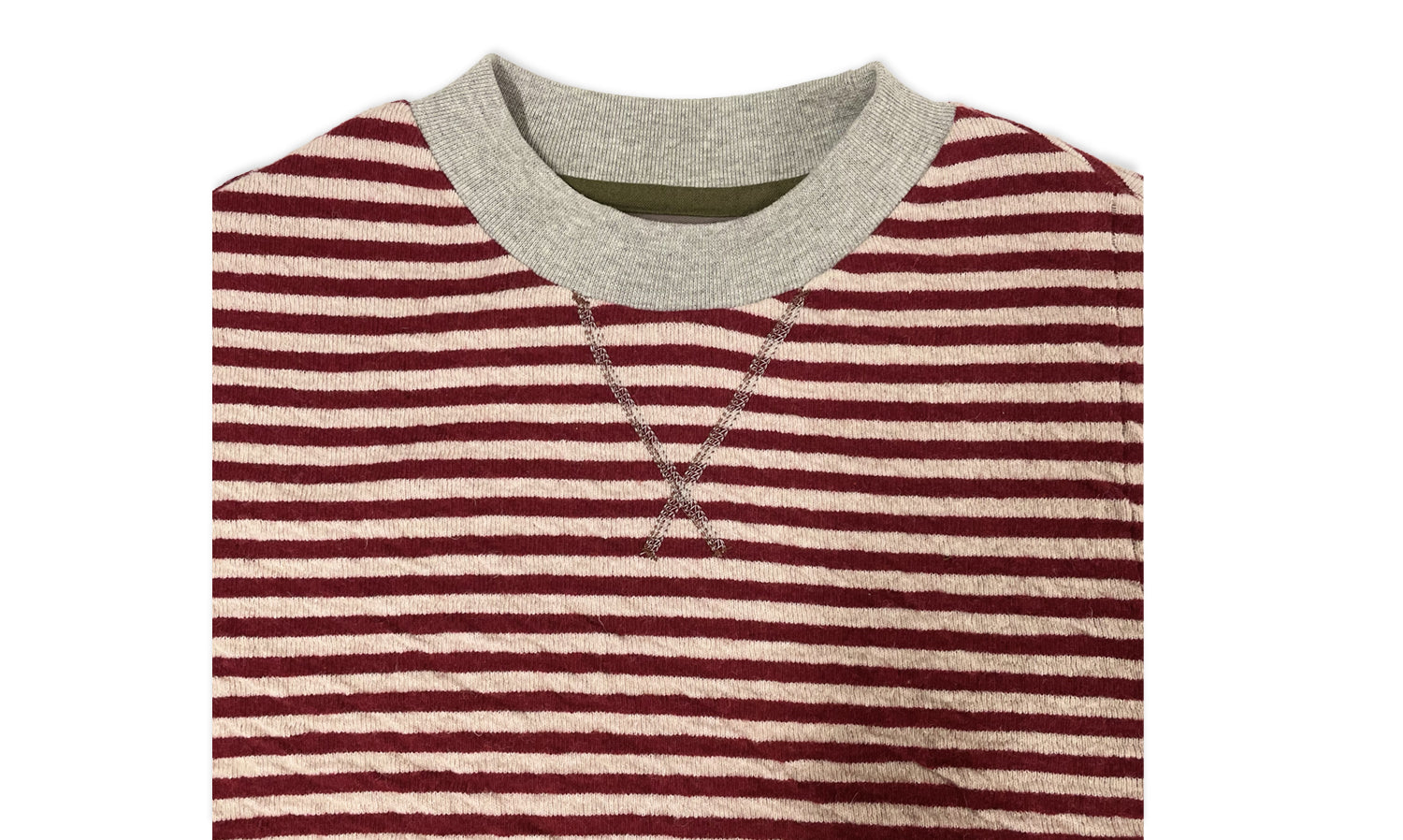 Red Striped Crew Neck Pullover