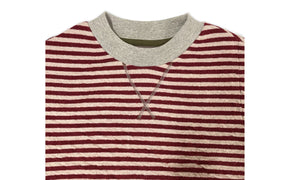 Red Striped Crew Neck Pullover